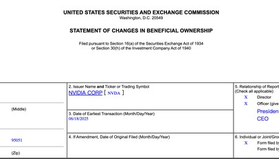 黄仁勋减持英伟达股票，两天套现近1440万美元