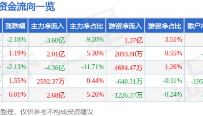 股票行情快报：深科技（000021）10月30日主力资金净卖出3.60亿元
