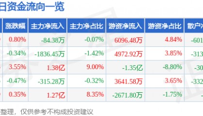 股票行情快报：北汽蓝谷（600733）9月15日主力资金净卖出84.38万元