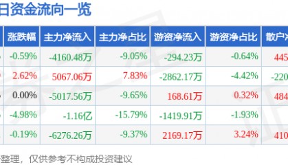 股票行情快报：华映科技（000536）9月12日主力资金净卖出4160.48万元