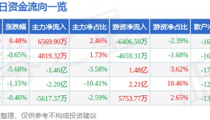 股票行情快报：寒武纪（688256）5月29日主力资金净买入6569.90万元