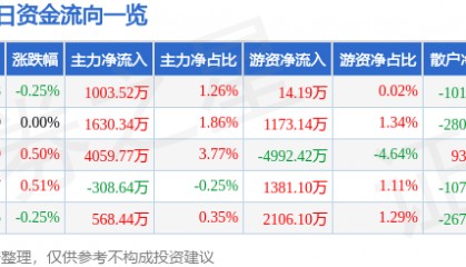 股票行情快报：京东方Ａ（000725）7月2日主力资金净买入1003.52万元