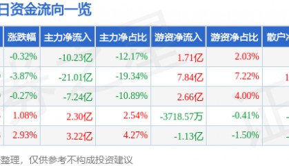 股票行情快报：宁德时代（300750）8月28日主力资金净卖出10.23亿元