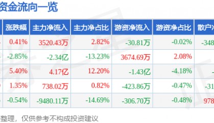 股票行情快报：士兰微（600460）8月11日主力资金净买入3520.43万元