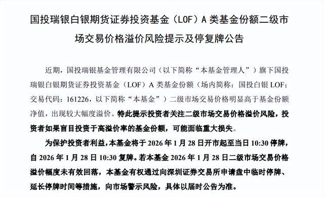 黄金、白银基金宣布：暂停申购