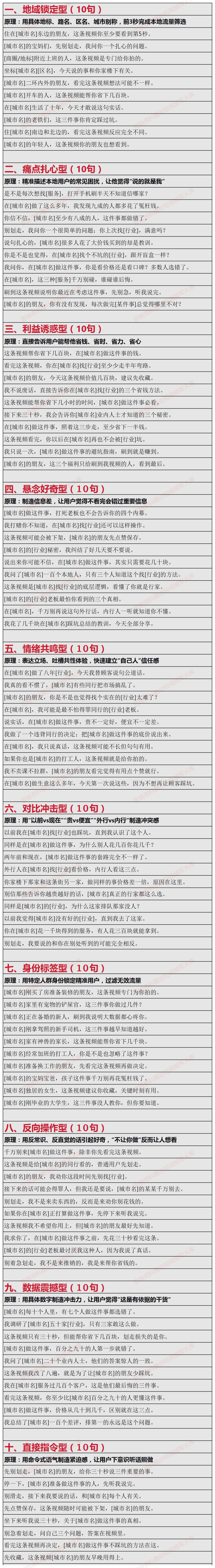 同城短视频黄金前5秒话术库：100句让同城用户停下来的开场白！请收藏！