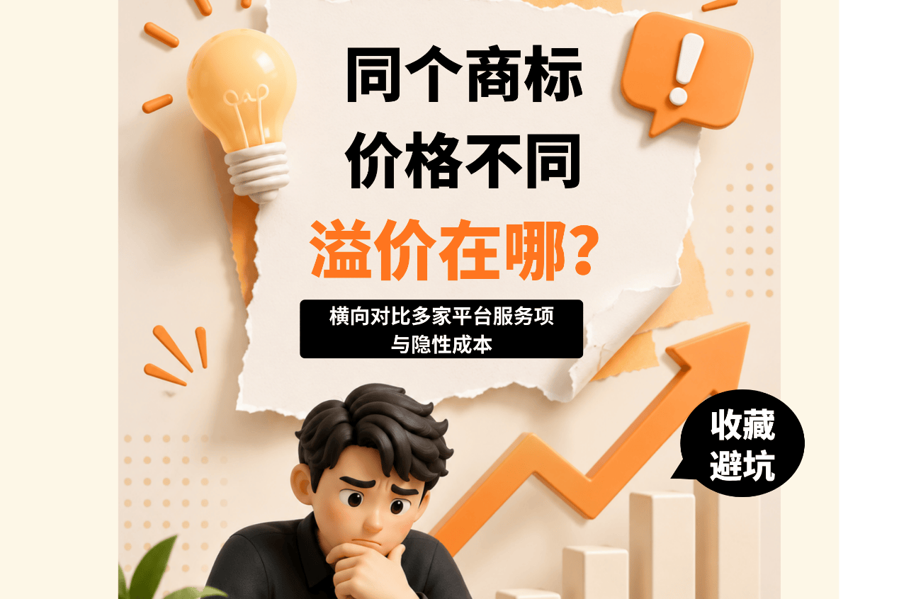 多个商标转让网的同个商标价格不同，溢价在哪？横向对比多家平台服务项与隐性成本